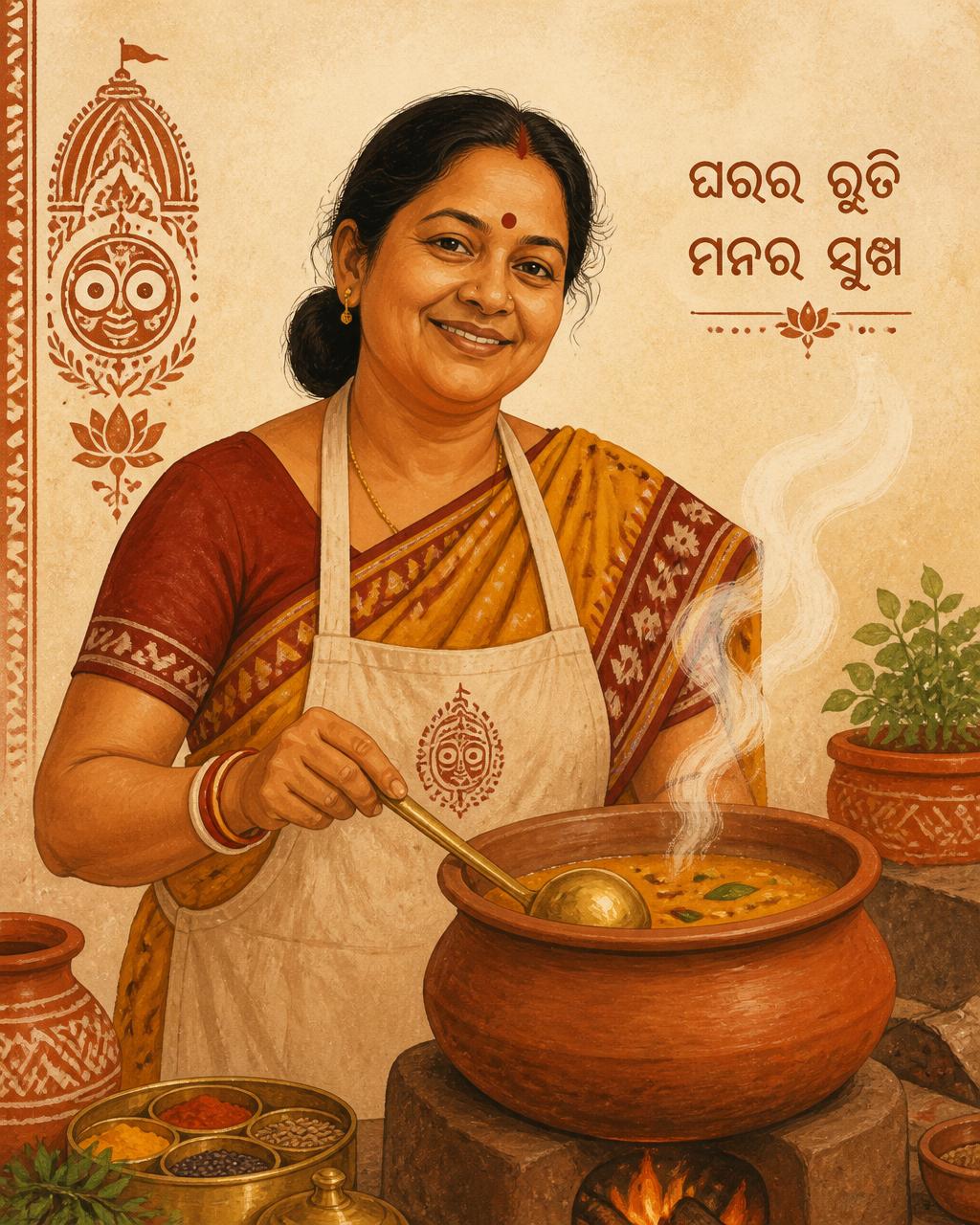 Portrait of Meena, the home cook, in her kitchen